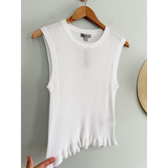 J.Crew | NWT Ruffle-trim shell tank top premium ultra-fine cotton White | Sz M - Picture 3 of 8